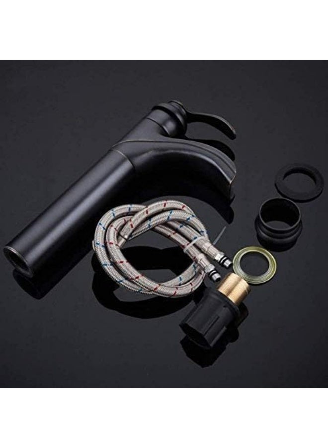 واي دي صنبور حوض حمام عصري بتصميم شلال، بمقبض ذراع واحد، صنبور حوض طويل، مصنوع من النحاس الصلب، تصميم يُركب على سطح الحوض، خرطوشة موفرة للمياه، تركيبات متينة مقاومة للصدأ. - Image 5